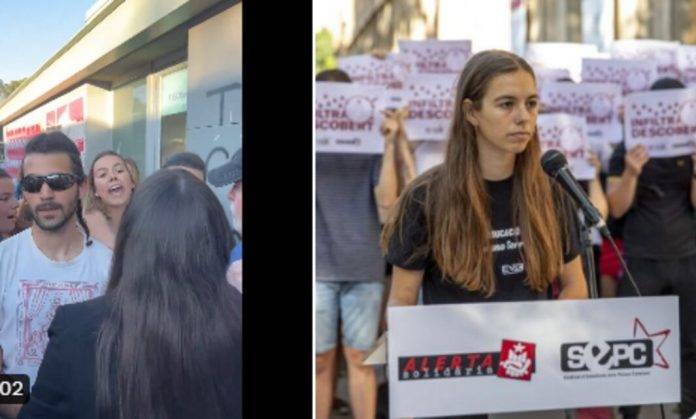 FOTOGRAFÍA. BARCELONA (REINO DE ESPAÑA), 09 DE MAYO DE 2024. CAMPAÑA ELECTORAL ELECCIONES CATALANAS DEL 12 MAYO (12M).  Guarros fascistas del SEPC atacan a S'ha Acabat! en la UAB, Universidad Autónoma de Barcelona. S'ha Acabat!: "¡Es hora de decir basta de agresiones y al acoso! ¡Fuera violentos de la Universidad!". La juventud patriota catalana, durante el ataque neofascista, denunció en sus redes sociales: ¡¡ALERTA GUARROS‼️ Los cachorros antifascistas nos intentan expulsar de la universidad, gracias a la seguridad privada de la AUTÓNOMA por garantizar nuestra seguridad". También, han podido identificar a una de las fascistas separatistas, aseguran: "Esta que veis en el vídeo es Marta Daviu, portavoz del Sindicat d'Estudiants dels Països Catalans (SEPC), (@SEPC_nacional). Es la encargada de movilizar todos los ataques contra S’ha Acabat! en las universidades. Llevaba perfil bajo desde hace tiempo. Que se sepa su nombre y se reconozca bien su cara", puntualizan. Lasvocesdelpueblo (Ñ Pueblo)